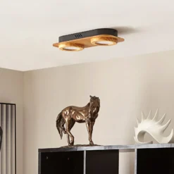 Lindby LED-kohdevalaisin Joren, puu, 38 x 16 cm, 2-valo, 3000 K