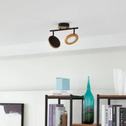 Lindby LED-kohdevalaisin Manel, puu, 37 cm pitkä, 2-valoinen