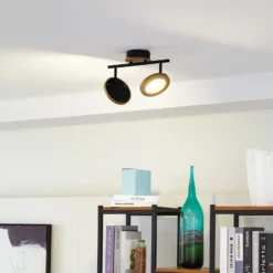 Lindby LED-kohdevalaisin Manel, puu, 37 cm pitkä, 2-valoinen