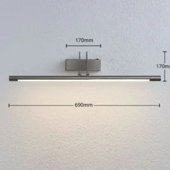 Lindby LED-kuvavalaisin Mailine, 69 cm, nikkeli, kytkin