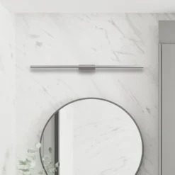 Lindby LED kylpyhuone- ja peilivalaisin Alenia, 120cm, IP44, harmaa