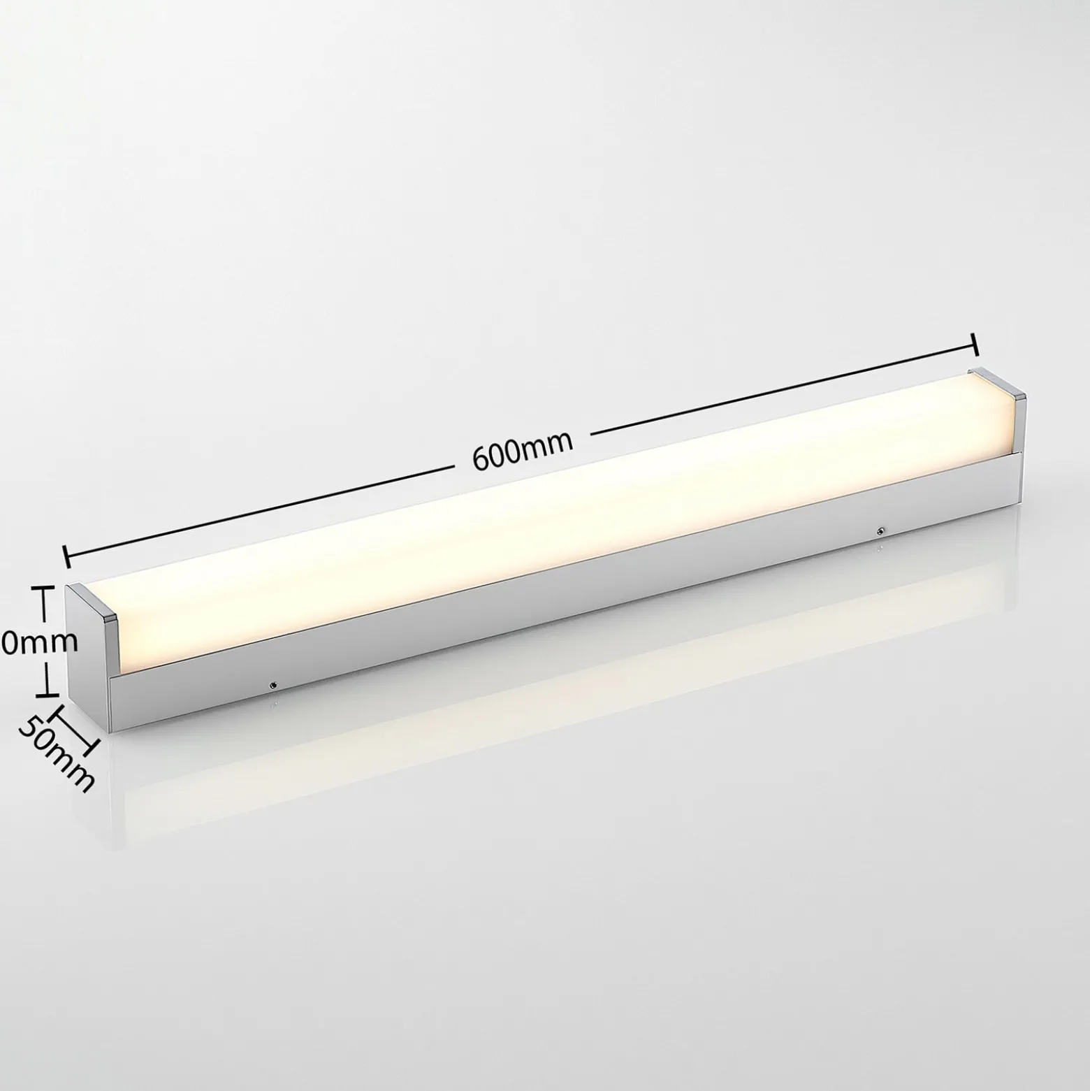 Lindby LED-kylpyhuonevalaisin Klea, 60 cm, kromi, metalli, IP 44