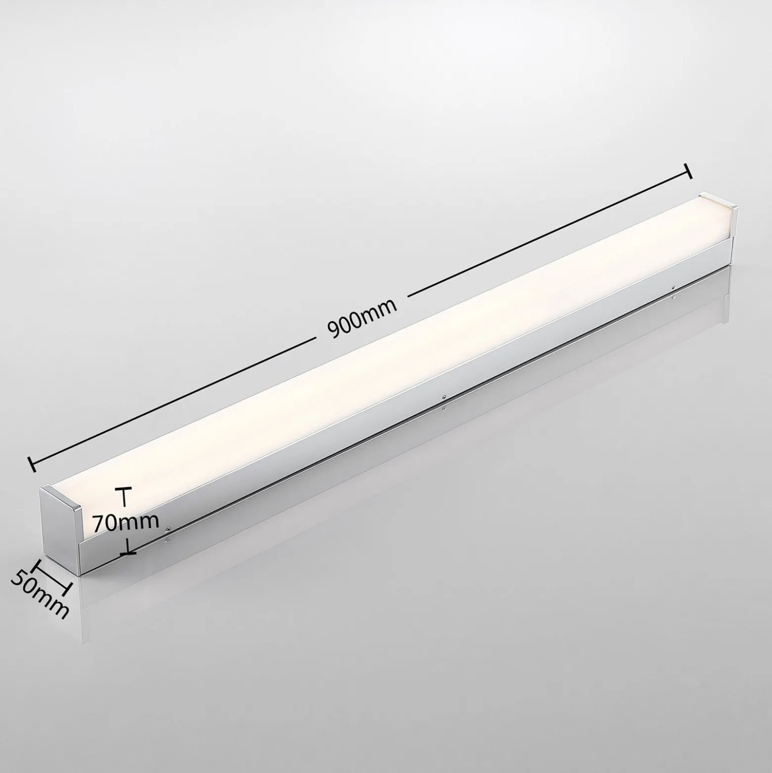 Lindby LED-kylpyhuonevalaisin Klea, 90 cm, kromi, metalli, IP 44