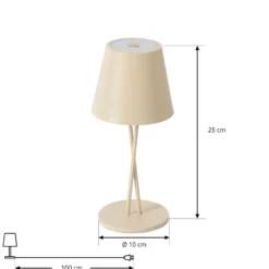Lindby LED ladattava pöytävalaisin Janea, CROSS, beige, metallia