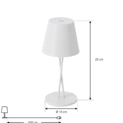 Lindby LED ladattava pöytävalaisin Janea CROSS, valkoinen, metallia