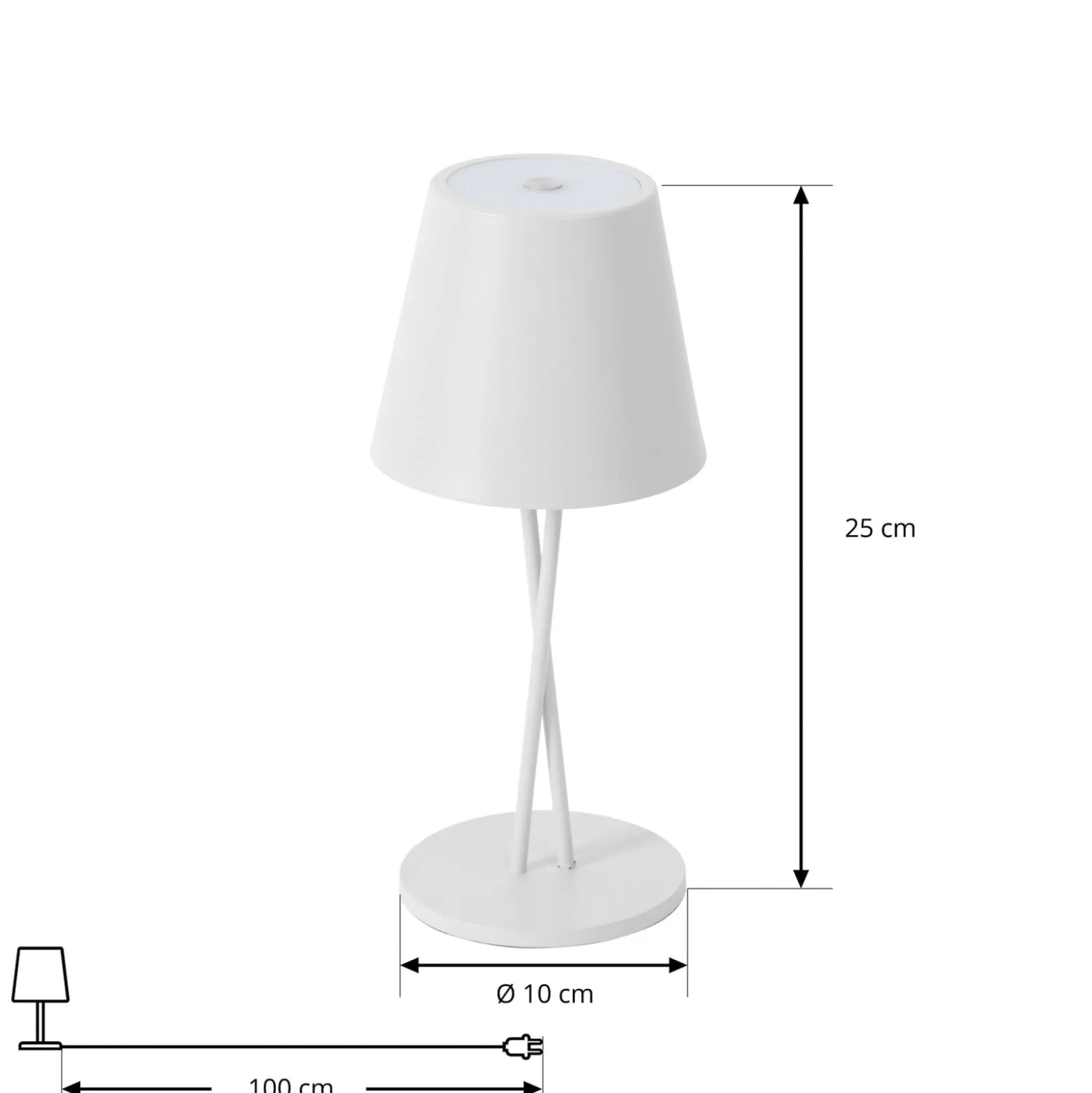 Lindby LED ladattava pöytävalaisin Janea CROSS, valkoinen, metallia