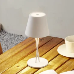 Lindby LED ladattava pöytävalaisin Janea CROSS, valkoinen, metallia