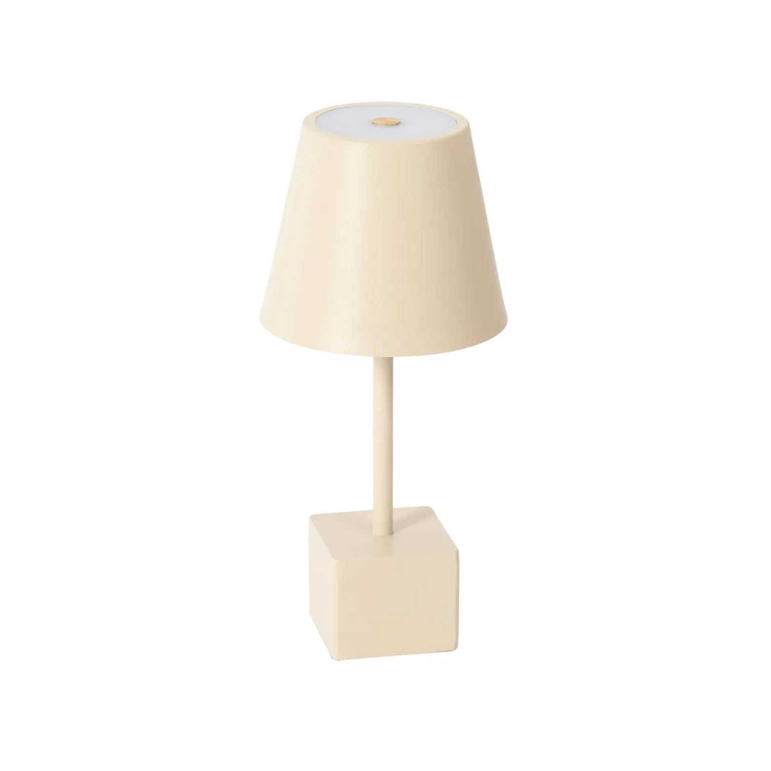Lindby LED ladattava pöytävalaisin Janea CUBE, beige, metallia