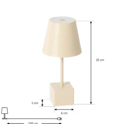 Lindby LED ladattava pöytävalaisin Janea CUBE, beige, metallia