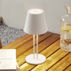 Lindby LED ladattava pöytävalaisin Janea TWIN, valkoinen, metallia