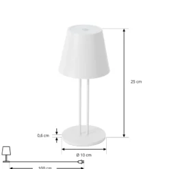 Lindby LED ladattava pöytävalaisin Janea TWIN, valkoinen, metallia