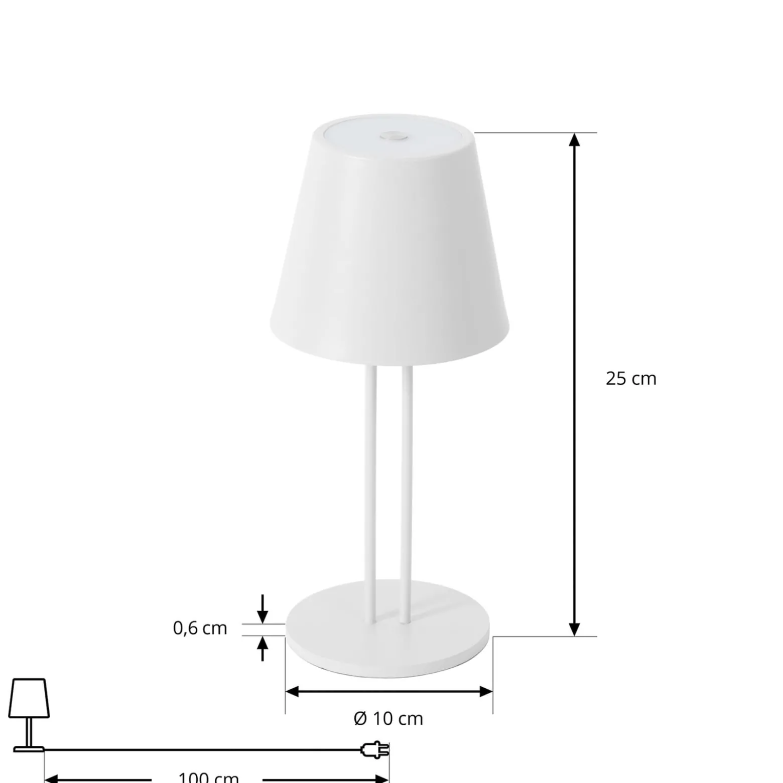 Lindby LED ladattava pöytävalaisin Janea TWIN, valkoinen, metallia