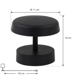 Lindby LED-ladattava pöytävalaisin Nalani, 10 cm korkea, IP44, himmennettävissä