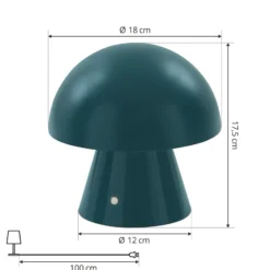 Lindby LED-ladattava pöytävalaisin Nevijo, bensiini, Ø18cm, USB, himmennin