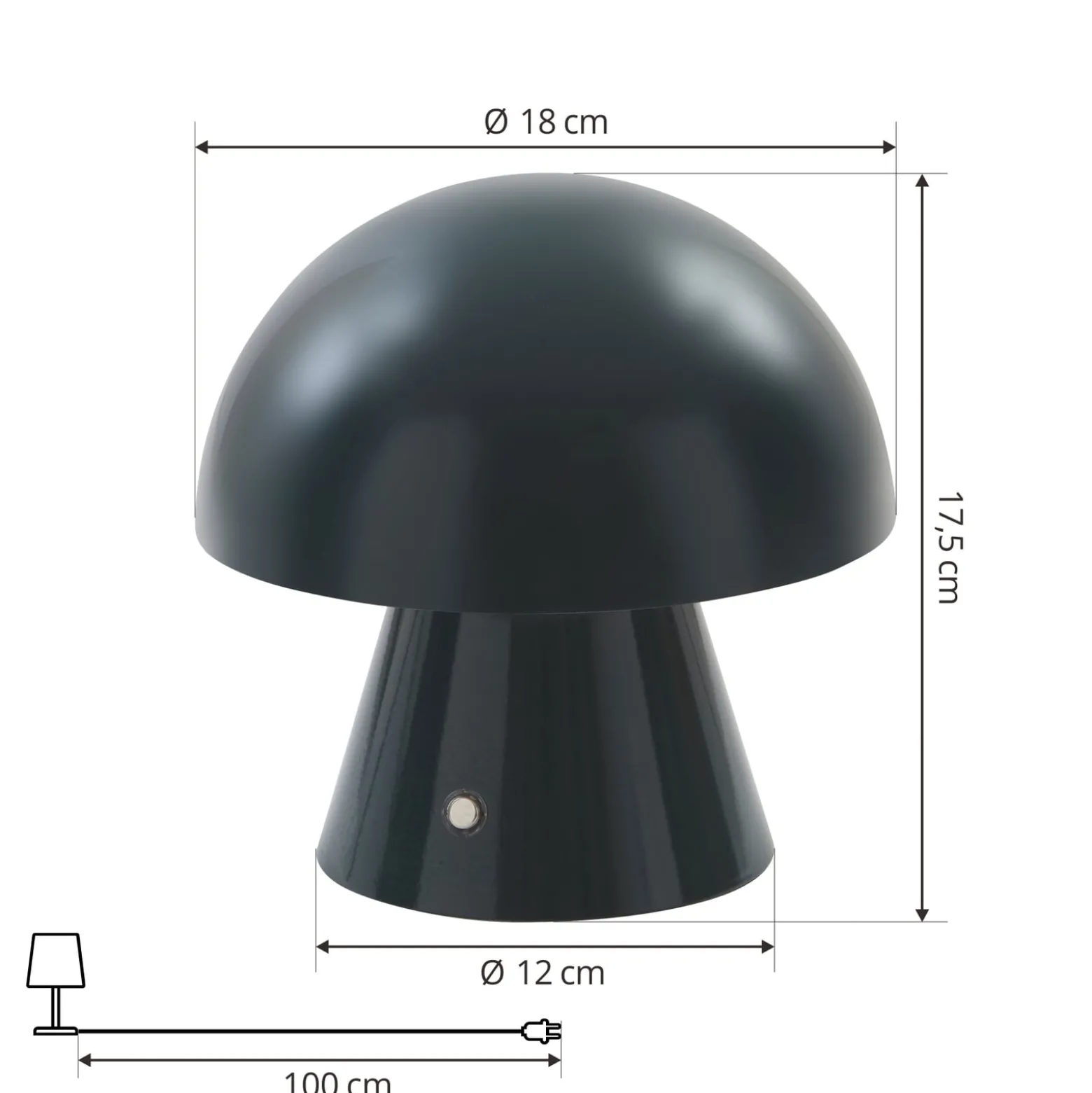 Lindby LED-ladattava pöytävalaisin Nevijo, bensiini, Ø18cm, USB, himmennin