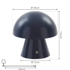 Lindby LED-ladattava pöytävalaisin Nevijo, sininen, Ø18cm, USB, himmennin