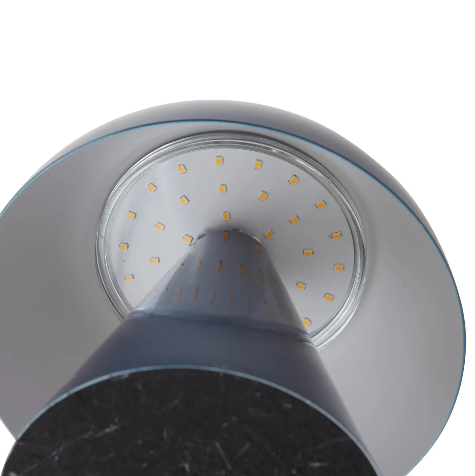 Lindby LED-ladattava pöytävalaisin Nevijo, sininen, Ø18cm, USB, himmennin