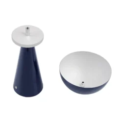 Lindby LED-ladattava pöytävalaisin Nevijo, sininen, Ø20cm, USB, himmennin