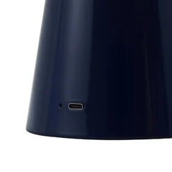 Lindby LED-ladattava pöytävalaisin Nevijo, sininen, Ø20cm, USB, himmennin