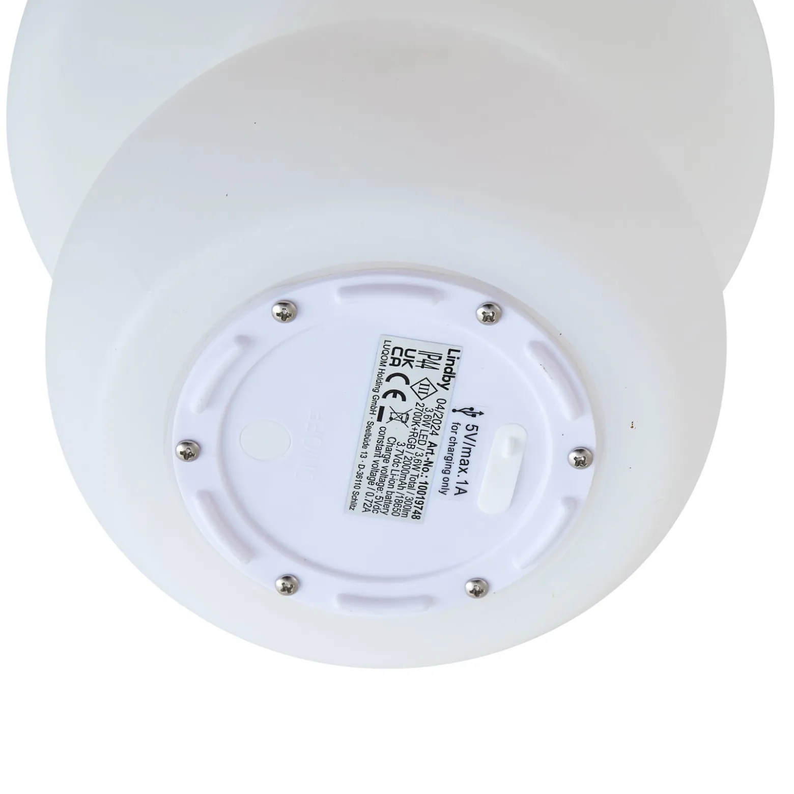 Lindby LED-ladattava ulkovalaisin Vernate, RGBW, valkoinen, himmennettävä