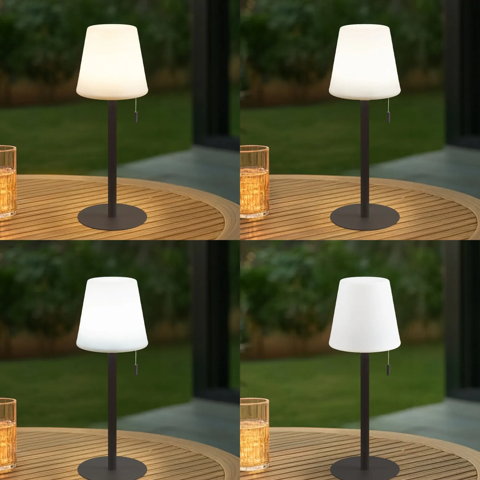 Lindby LED-ladattava valaisin Azalea, valkoinen/ruskea, 45 cm, CCT, IP44