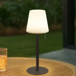 Lindby LED-ladattava valaisin Azalea, valkoinen/ruskea, 45 cm, CCT, IP44