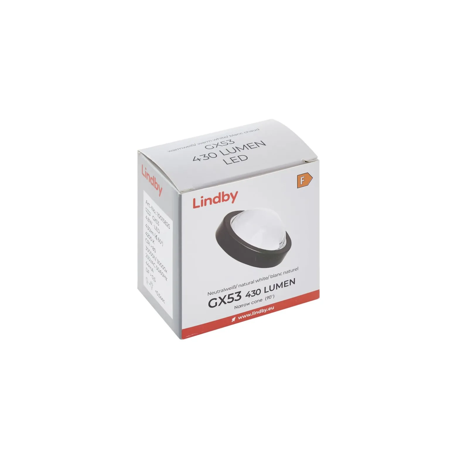 Lindby LED-lamppu, GX53 4,8 W, 4 200 K, musta, Ø 7,5 cm