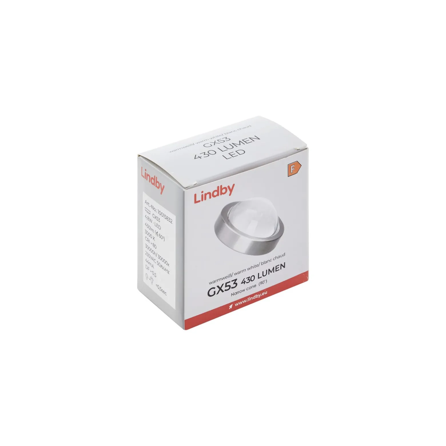 Lindby LED-lamppu, GX53 4,8 W, 3000 K, nikkeli, Ø 7,5 cm