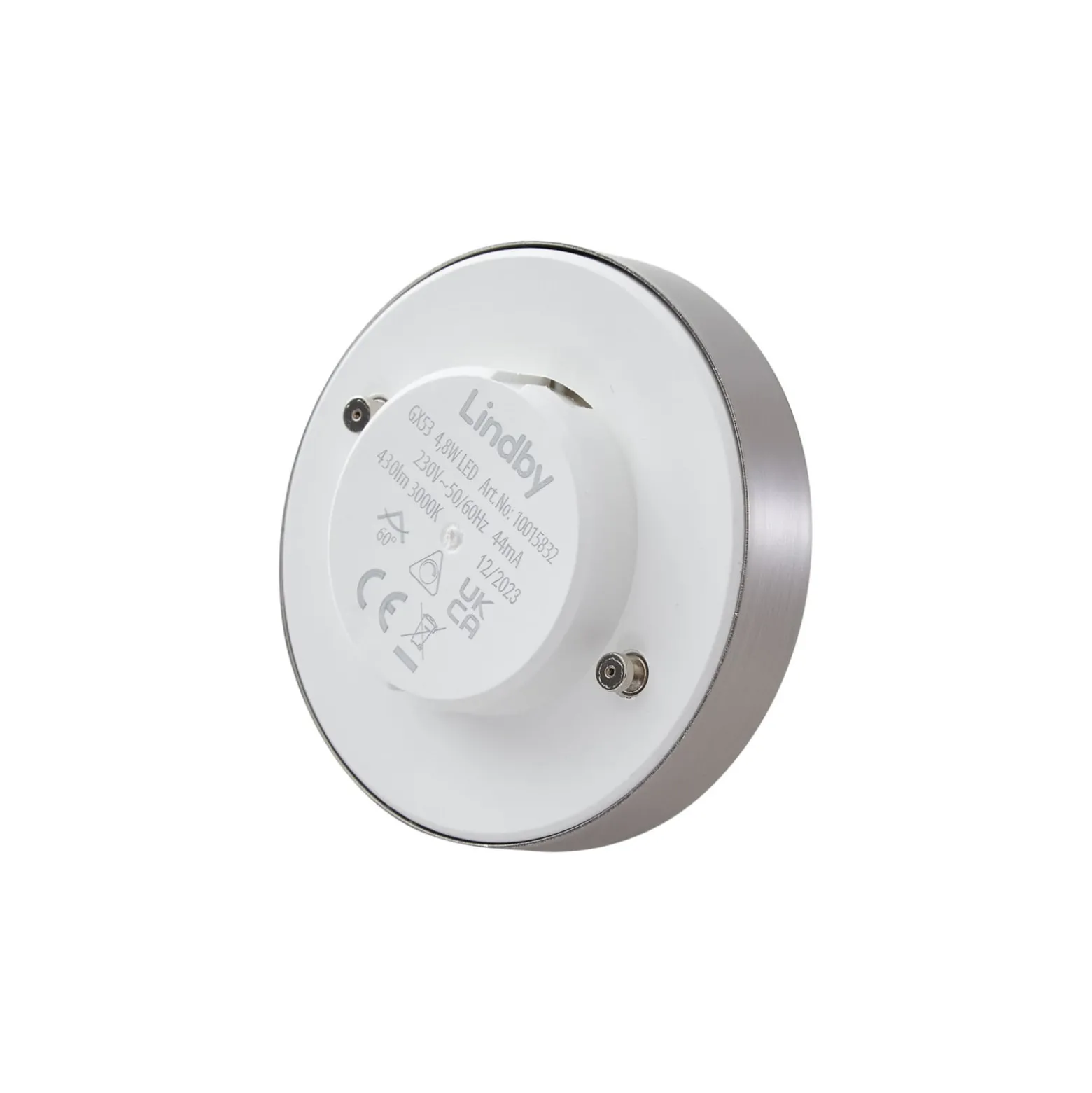 Lindby LED-lamppu, GX53 4,8 W, 3000 K, nikkeli, Ø 7,5 cm
