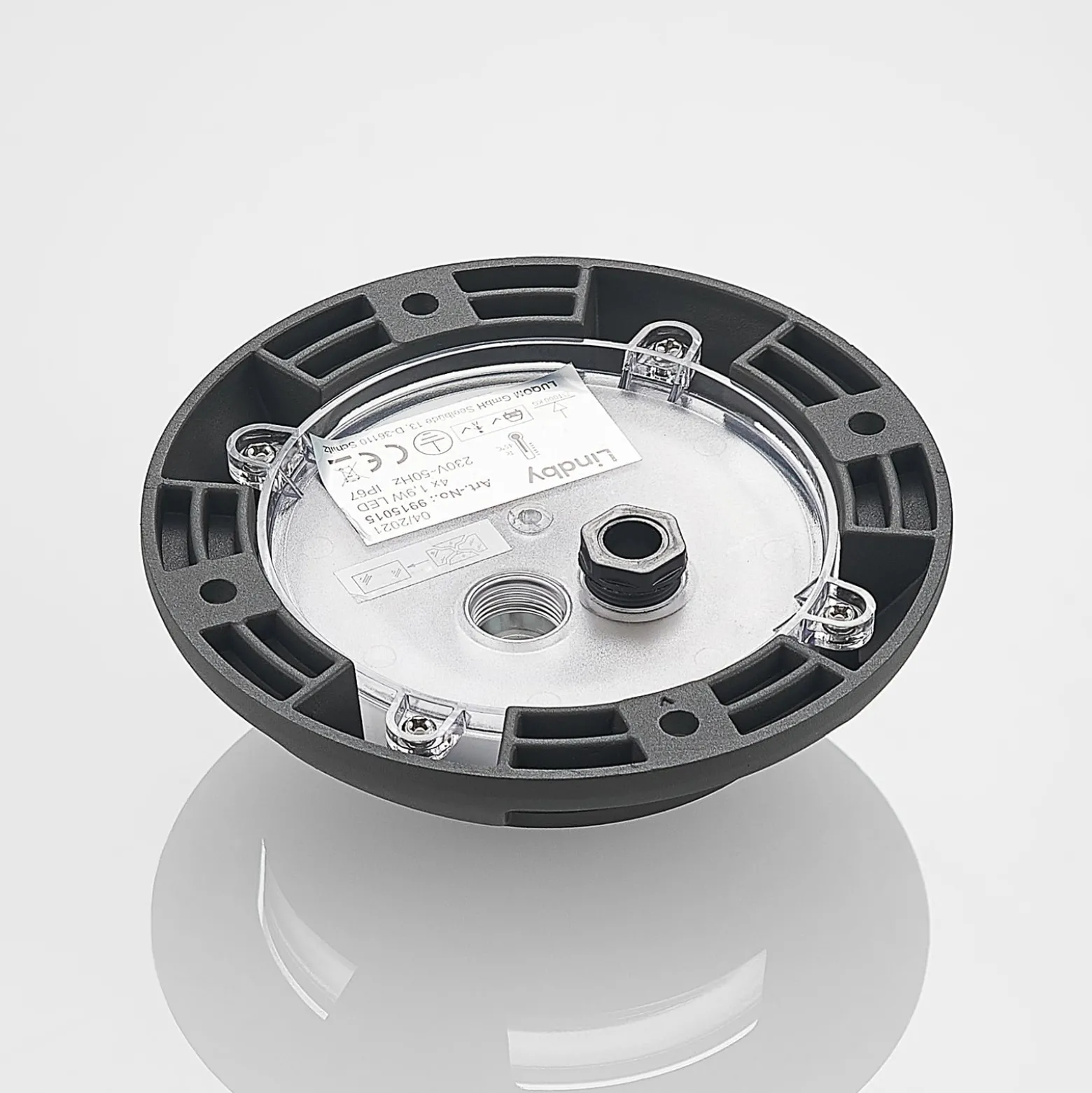 Lindby LED-lattiapistevalaisin Huban, 15 cm, 4-valo, antrasiitti