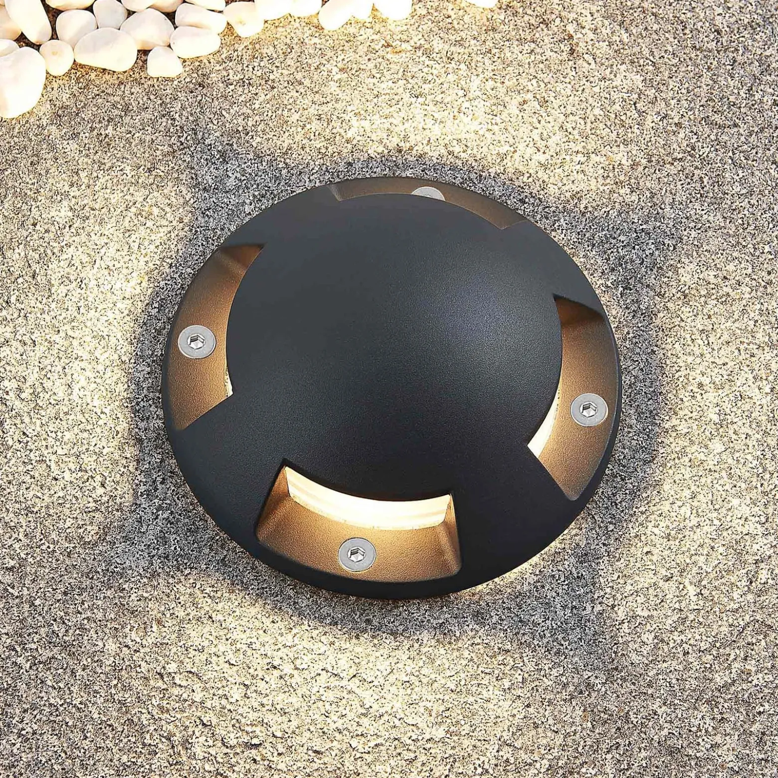 Lindby LED-lattiapistevalaisin Huban, 15 cm, 4-valo, antrasiitti