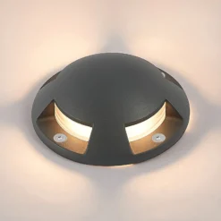 Lindby LED-lattiapistevalaisin Huban, 15 cm, 4-valo, antrasiitti