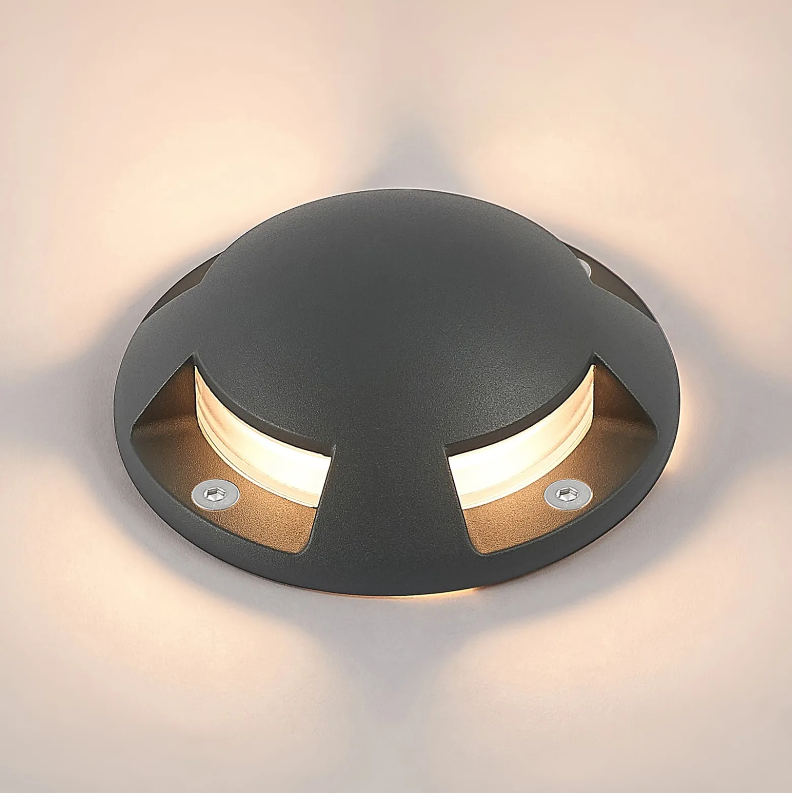Lindby LED-lattiapistevalaisin Huban, 15 cm, 4-valo, antrasiitti