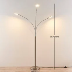 Lindby LED-lattiavalaisin Anea, 168 cm, 3-valo, nikkelin värinen