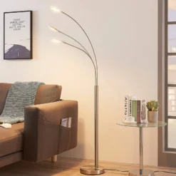 Lindby LED-lattiavalaisin Anea, 168 cm, 3-valo, nikkelin värinen