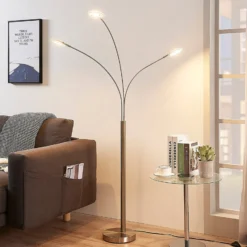Lindby LED-lattiavalaisin Anea, 168 cm, 3-valo, nikkelin värinen