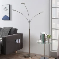 Lindby LED-lattiavalaisin Anea, 168 cm, 3-valo, nikkelin värinen