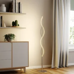 Lindby LED-lattiavalaisin Auron, nikkelin värinen, metallia, kosketushimmennin