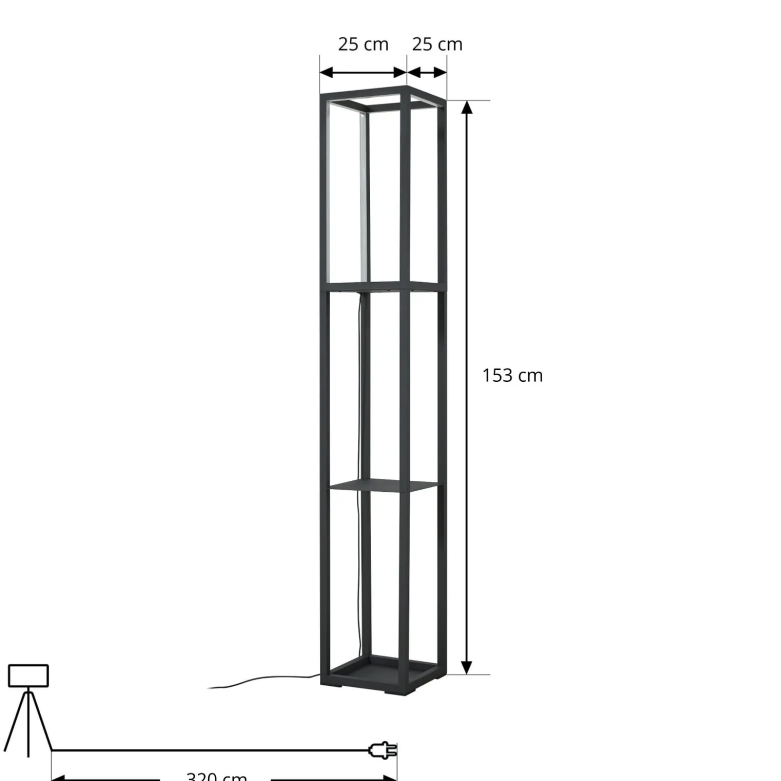Lindby LED-lattiavalaisin Birta, hylly, 155 cm, musta, metalli