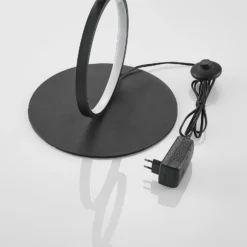 Lindby LED-lattiavalaisin Jacek, musta, metallia, 110 cm, renkaat