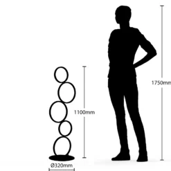 Lindby LED-lattiavalaisin Jacek, musta, metallia, 110 cm, renkaat