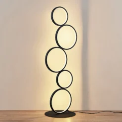 Lindby LED-lattiavalaisin Jacek, musta, metallia, 110 cm, renkaat
