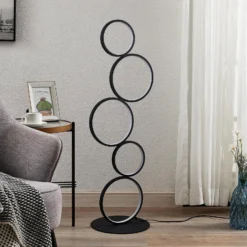 Lindby LED-lattiavalaisin Jacek, musta, metallia, 110 cm, renkaat