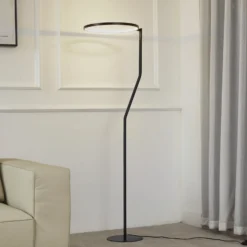 Lindby LED-lattiavalaisin Rayon, musta, metalli, korkeus 150,3 cm