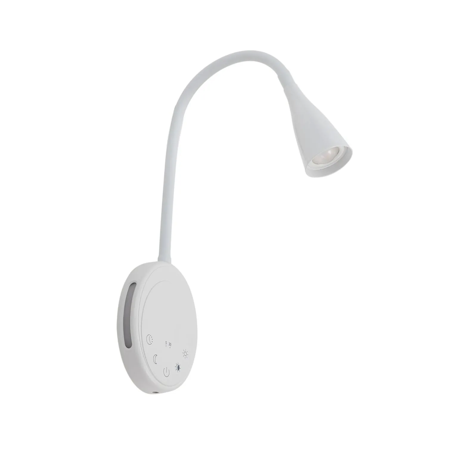 Lindby LED-lukuvalaisin Zayna, valkoinen, CCT, USB, himmennettävä, ajastin