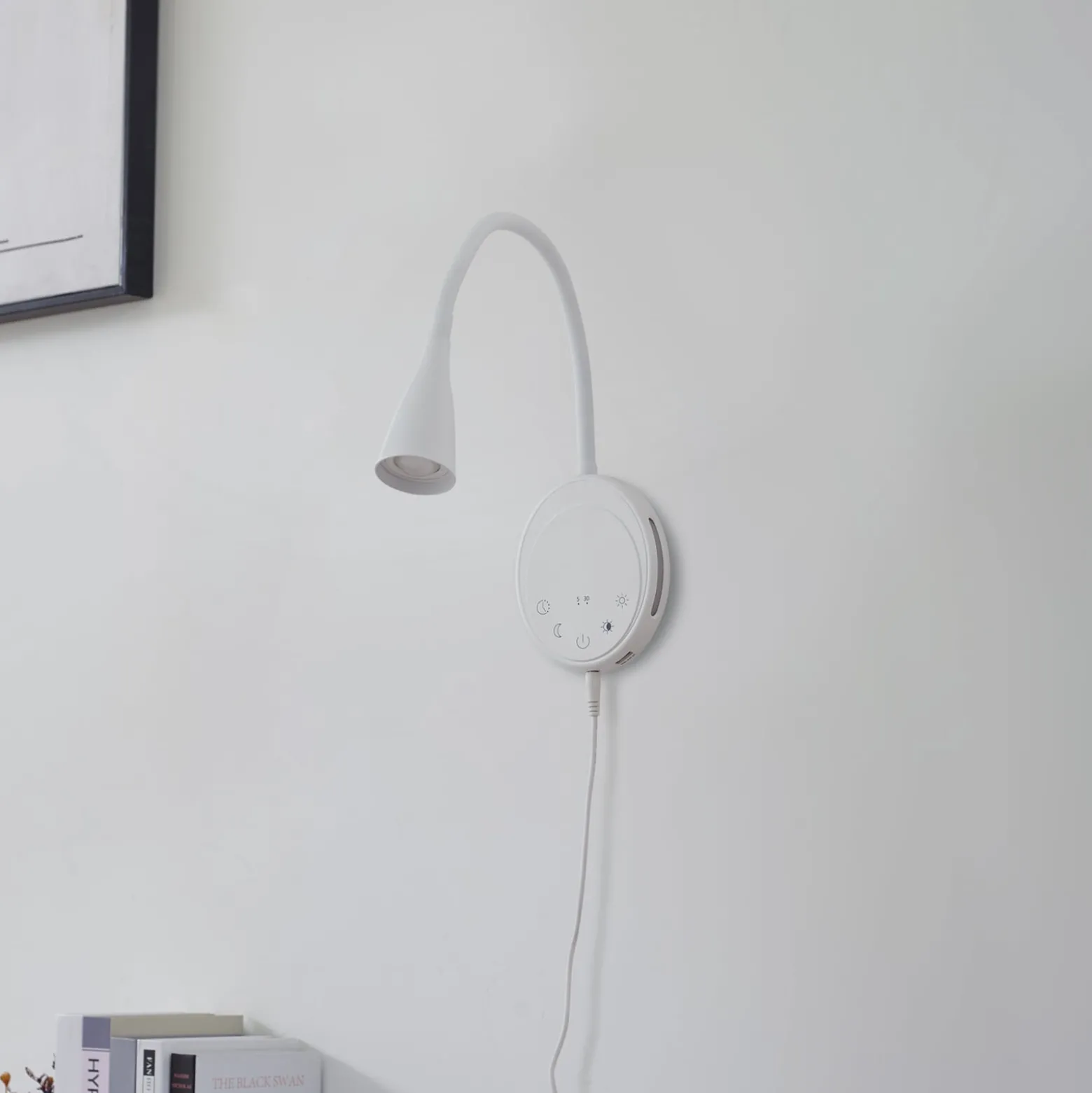Lindby LED-lukuvalaisin Zayna, valkoinen, CCT, USB, himmennettävä, ajastin
