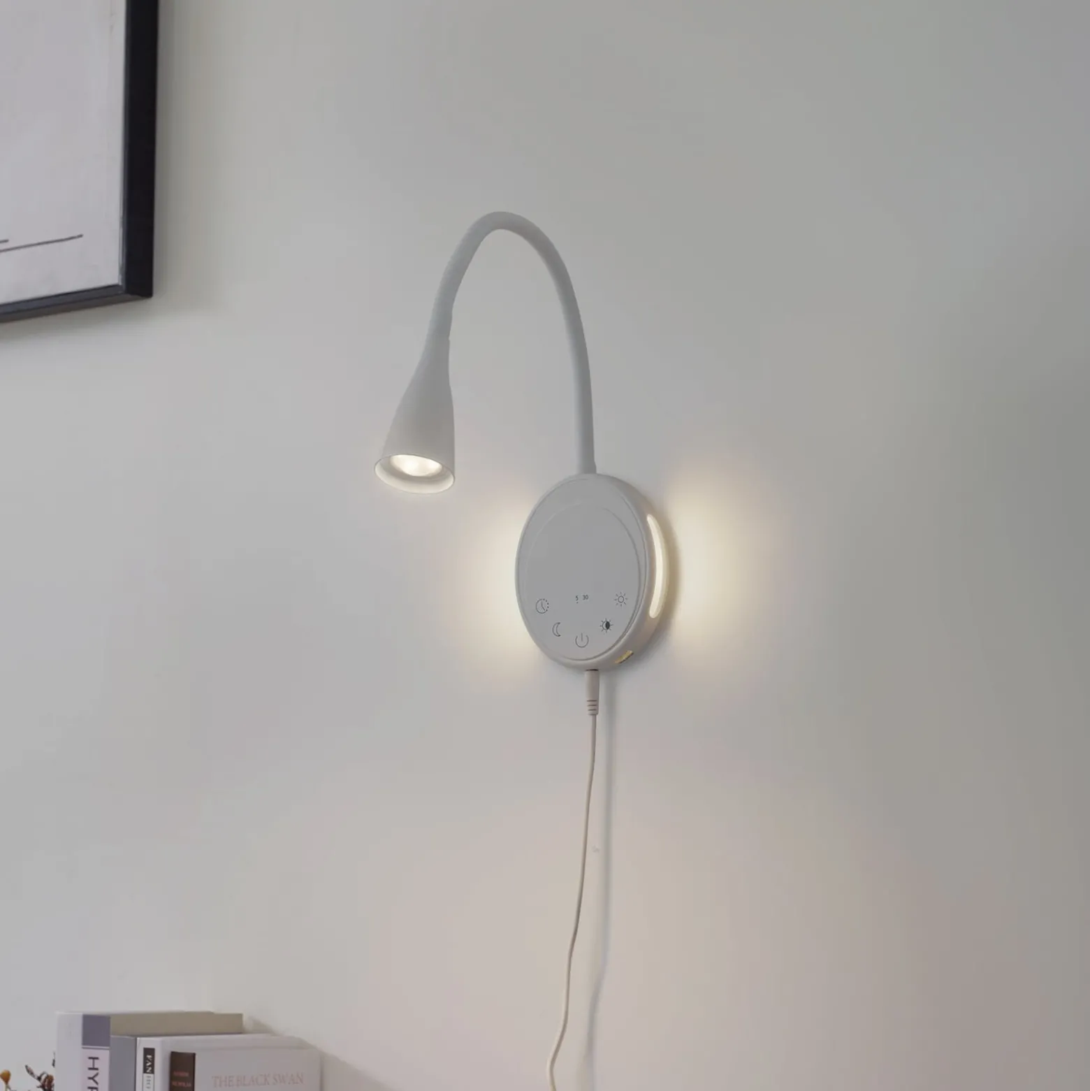 Lindby LED-lukuvalaisin Zayna, valkoinen, CCT, USB, himmennettävä, ajastin