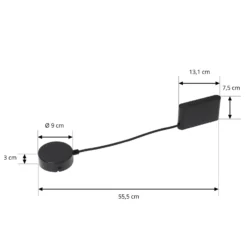 Lindby LED-ohjain Lumaro, musta, pituus 55,5 cm, 100W