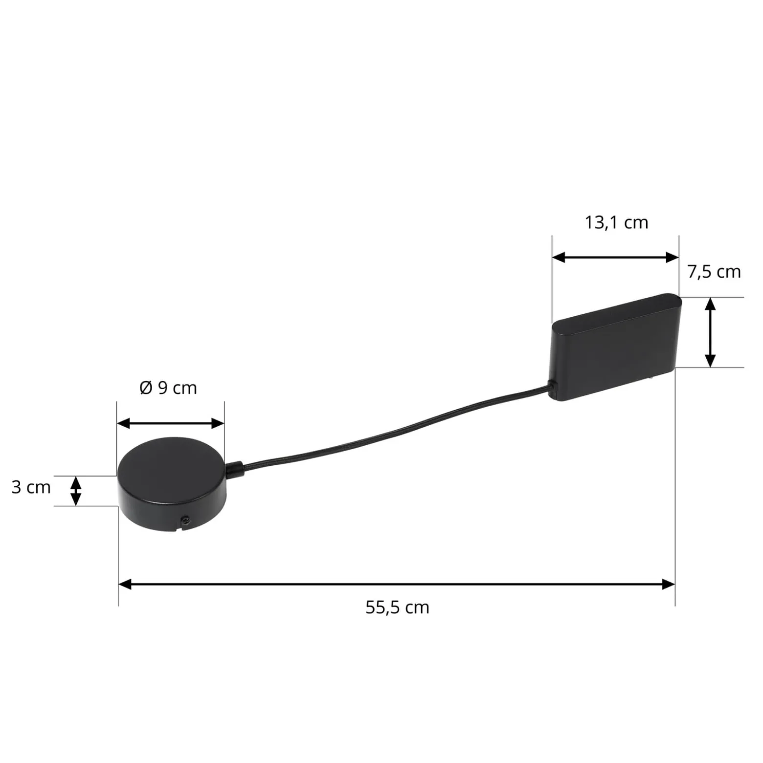 Lindby LED-ohjain Lumaro, musta, pituus 55,5 cm, 100W