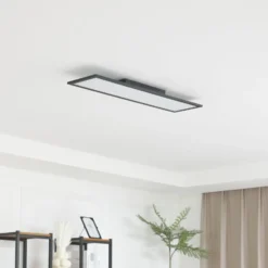 Lindby LED-paneeli Enhife, musta, 80 x 20 cm, metalli, 4000K